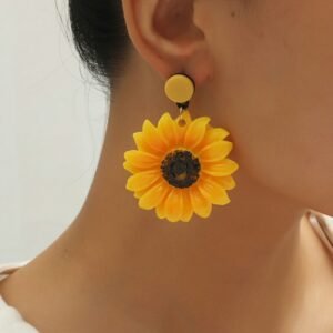 Women Ear Stud Flower Pendant