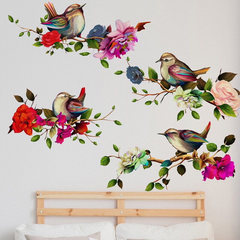 Magpies Branch Flower Wall Sticker - Image 2