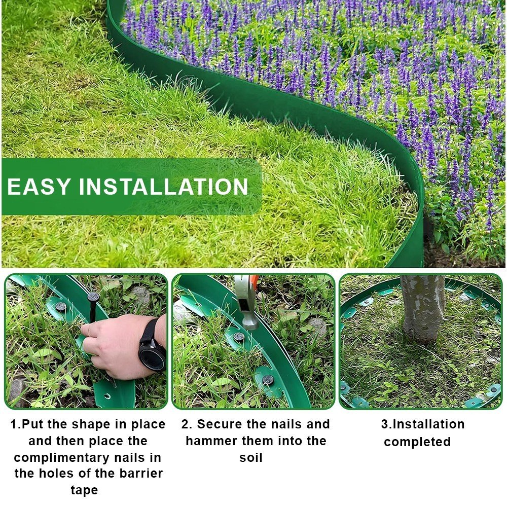 10 Metre Flexible Garden Border Grass Lawn Path Edging With Plastic Pegs - Image 7