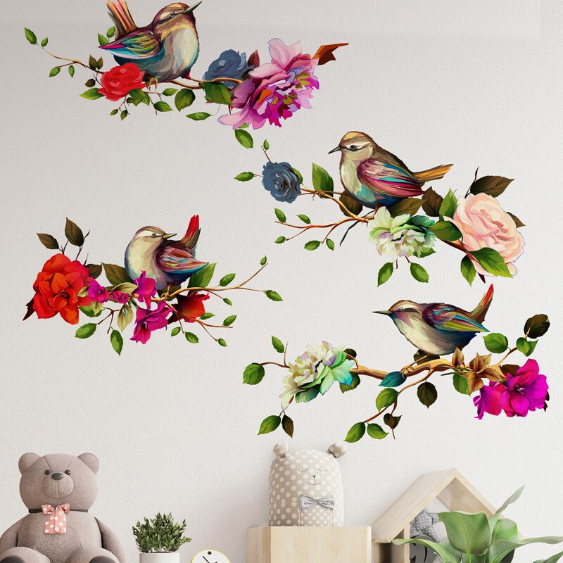 Magpies Branch Flower Wall Sticker