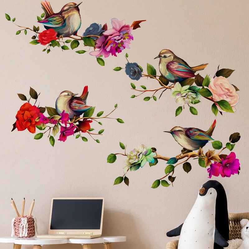 Magpies Branch Flower Wall Sticker - Image 6