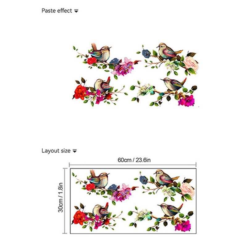 Magpies Branch Flower Wall Sticker - Image 4