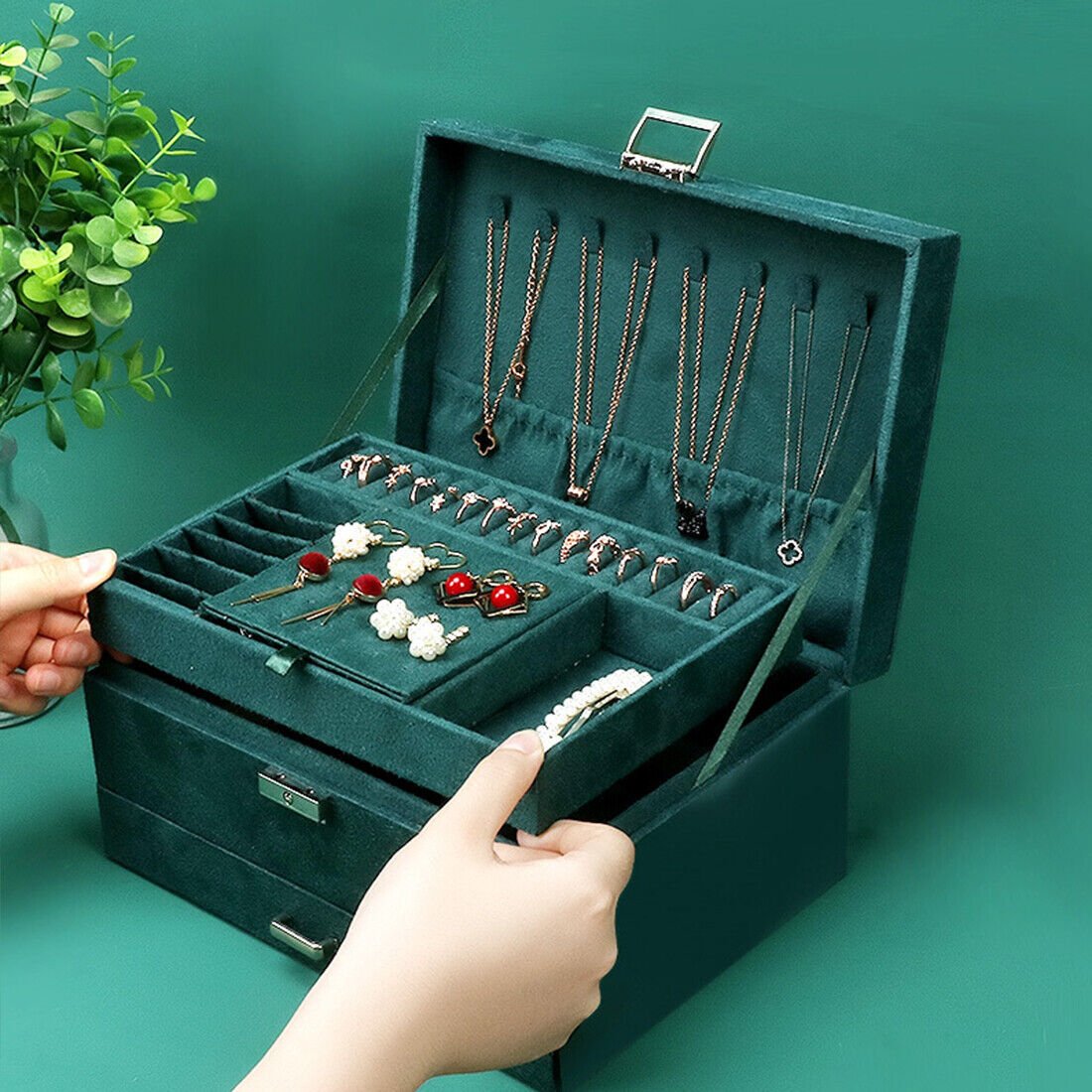 3 Layer Grey Jewellery Box - Image 5