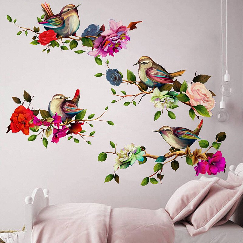 Magpies Branch Flower Wall Sticker - Image 3